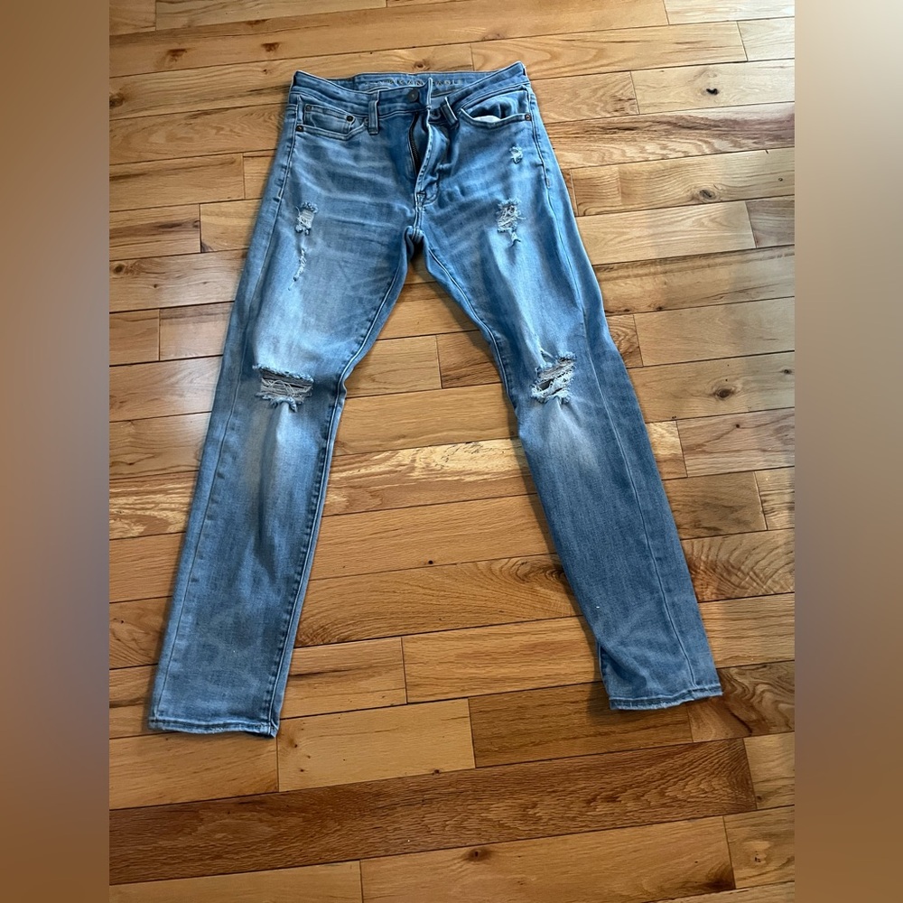 American Eagle Outfitters Ripped Skinny Jeans - Blue